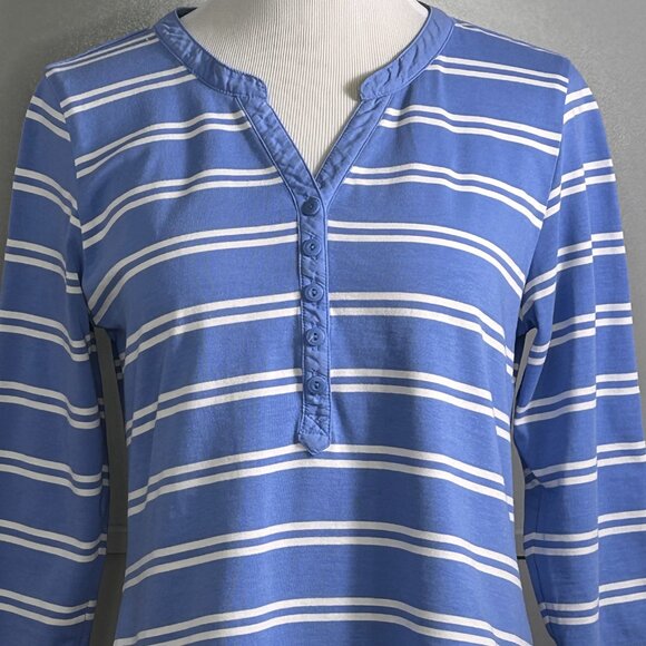 L.L. Bean Women's 3/4 Sleeve Top Tee Shirt Blue and White Stripe Size XS Petite - Picture 3 of 10